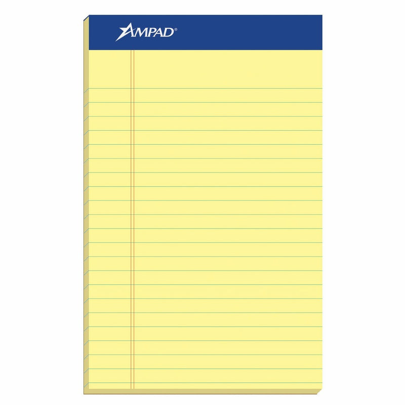 Ampad Perforated Pad, Size 5 x 8, Canary Yellow Paper, Jr. Legal, 50 Sheet Per Pad (20-252DPA)