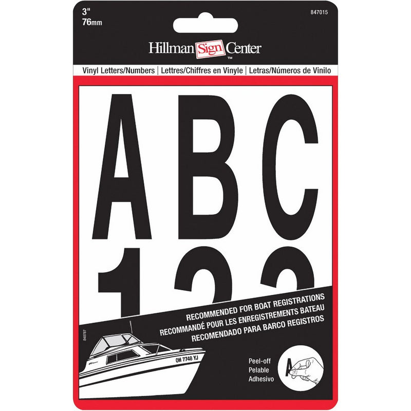 The Hillman Group 847015 3-Inch Die-Cut Letters/Numbers Kit, Black
