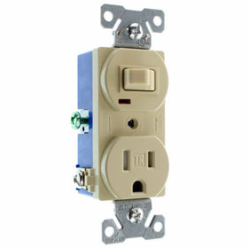 Eaton TR274V 3-Wire Receptacle Combo Single-Pole Switch with Tamper Resistant 2-Pole, Ivory