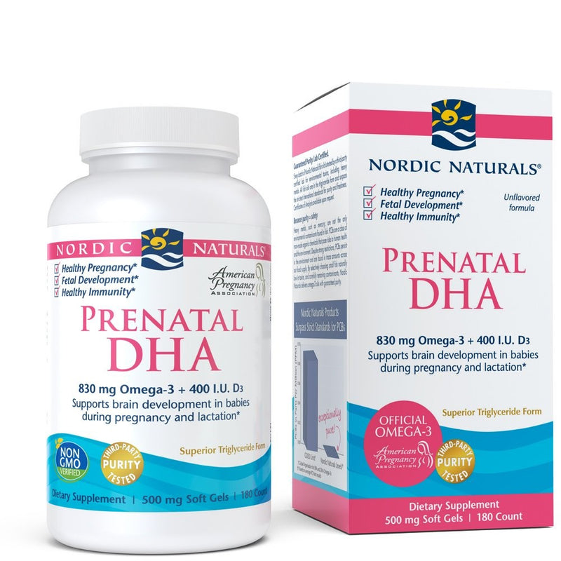 Nordic Naturals - Prenatal DHA, Supports Brain Development in Babies During Pregnancy and Lactation, 180 Soft Gels