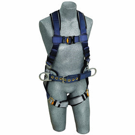 3M DBI-SALA ExoFit 1108507 Construction Harness, Back D-Ring, Sewn-In Back Pad & Belt w/Side D-Rings, Quick-Connect Buckles, Extra Large, Blue/Gray