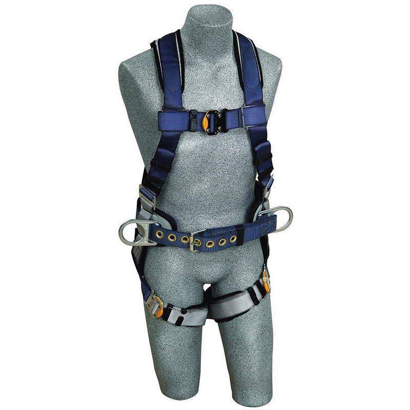 3M DBI-SALA ExoFit 1108507 Construction Harness, Back D-Ring, Sewn-In Back Pad & Belt w/Side D-Rings, Quick-Connect Buckles, Extra Large, Blue/Gray