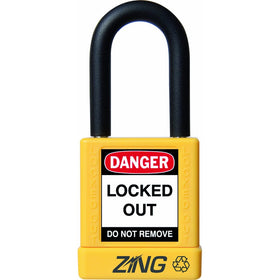ZING 7038 RecycLock Safety Padlock, Keyed Different, 1-1/2" Shackle, 1-3/4" Body, Yellow
