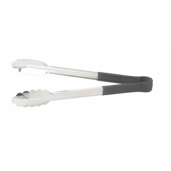 Winco Utility Tong with Black Non-Slip Grip, 12-Inch