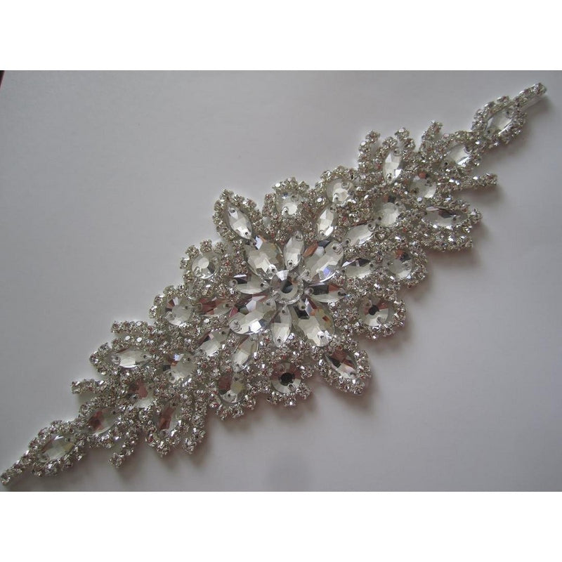 ShiDianYi Elegant Sash/Wedding Applique - Rhinestones Hot Fix or Sew On