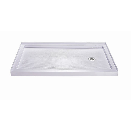 DreamLine SlimLine 36 in. D x 60 in. W x 2 3/4 in. H Right Drain Single Threshold Shower Base in White