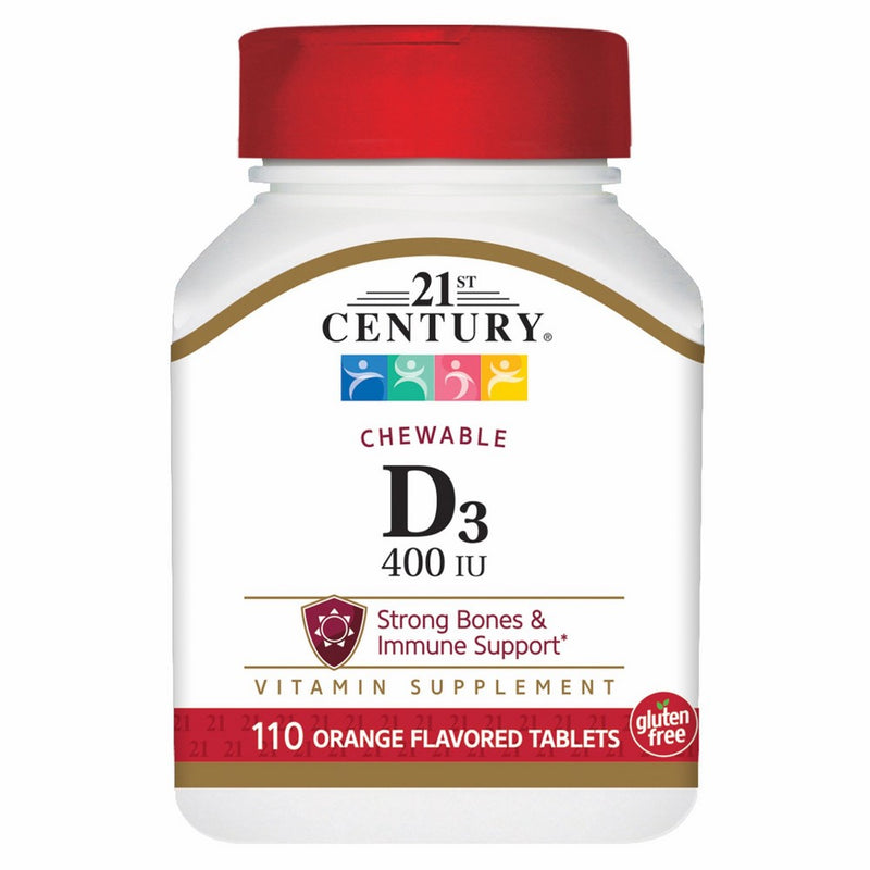 21st Century D3 400 IU Orange Chewable Tablets, 110 Count (Pack of 3)