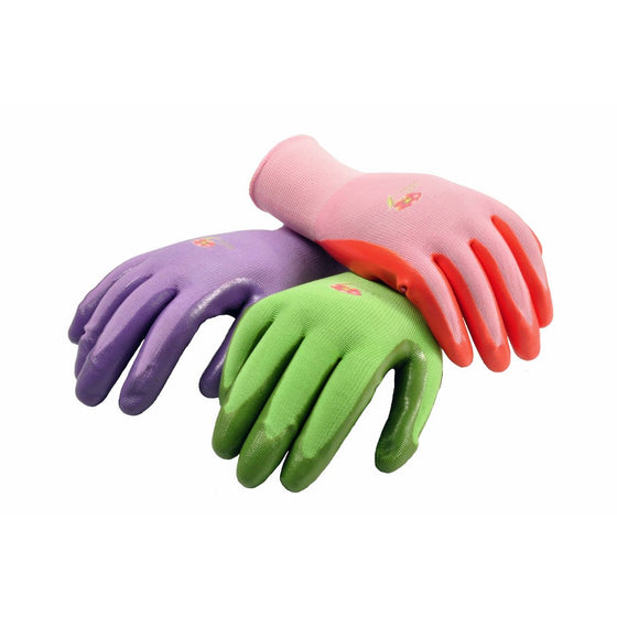 G & F 15226L Women's Garden Gloves, nitrile coated work gloves, assorted colors. Women's Large, 6 Pair Pack