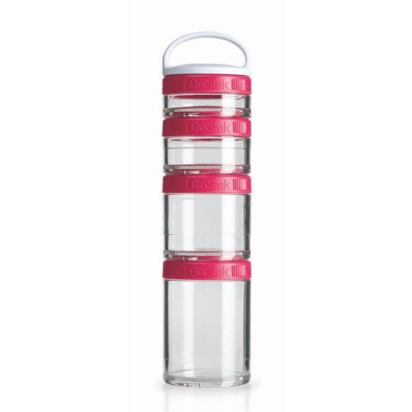 BlenderBottle GoStak Twist n' Lock Storage Jars, 4-Piece Starter Pak, Pink