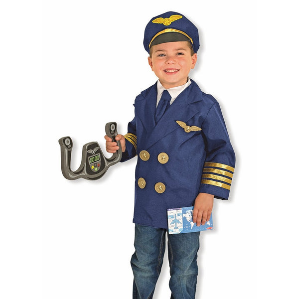 Melissa & Doug 8500 Pilot Role Play Costume Dress -Up Set With Realistic Accessories, Jacket, Tie, Hat, Wings, Steering Yoke, Checklist, Ages 3-6 years
