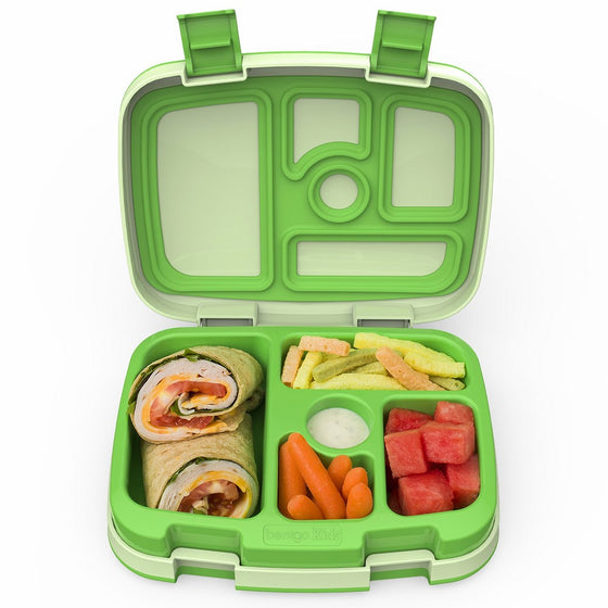 Bentgo Kids – Leak-Proof, 5-Compartment Bento-Style Kids Lunch Box – Ideal Portion Sizes for Ages 3 to 7 – BPA-Free and Food-Safe Materials (Green)