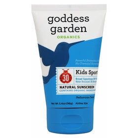 Goddess Garden Organics SPF 30 Kids Sport Natural Mineral Sunscreen Lotion for Sensitive Skin (3.4 oz. Tube) Reef Safe, Water Resistant, Vegan, Leaping Bunny Certified Cruelty-Free, Non-Nano