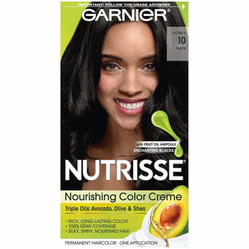 Garnier Nutrisse Nourishing Hair Color Creme, 10 Black (Licorice) (Packaging May Vary)