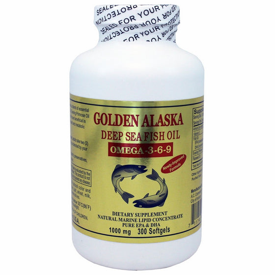 Golden Alaska Deep Sea Omega-3-6-9 Fish Oil 1000mg 300 Softgels