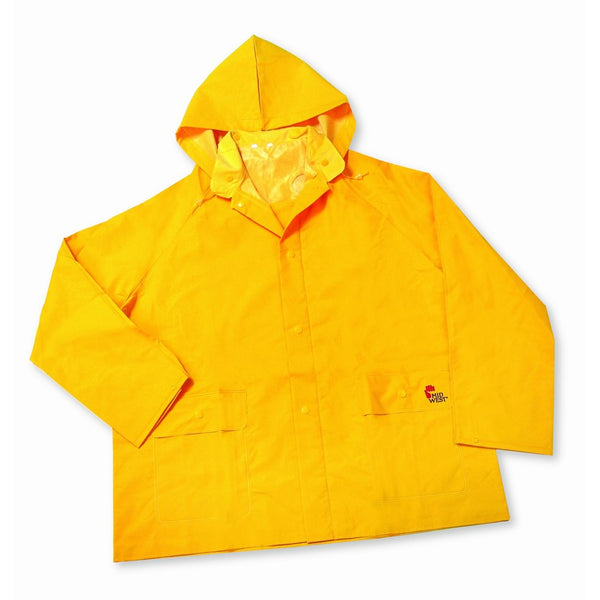 MidWest 3001-L-00 PVC Jacket with Detachable Hood, Safety Yellow, Large