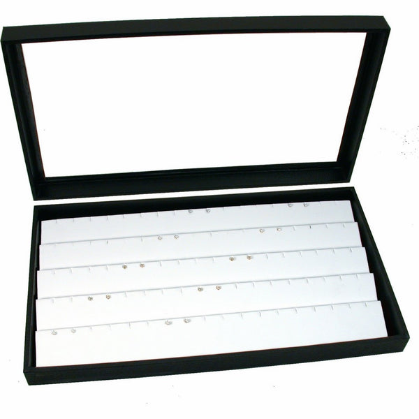 Jewelry Box Display Case Holds 45 Pairs of Earrings White New