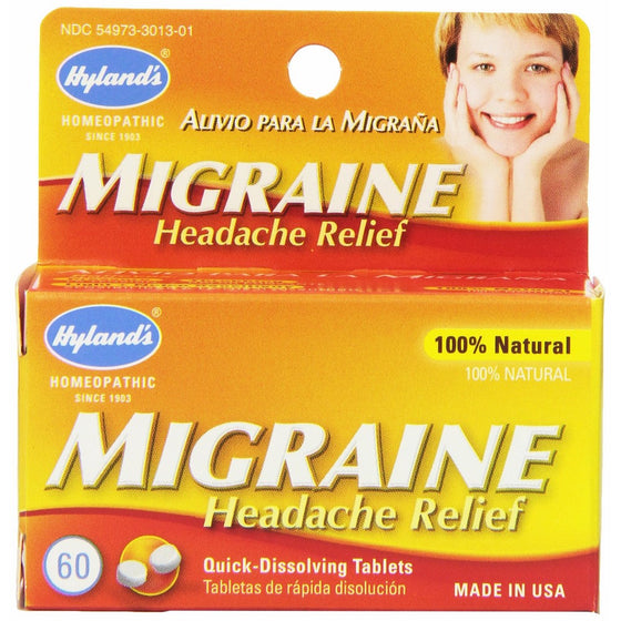 Hyland's Migraine Headache Relief Tablets, Natural Relief of Migraine Pain, 60 Count