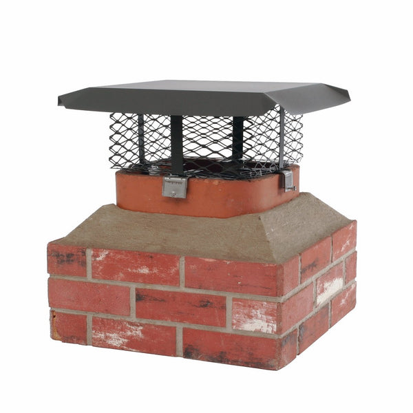 Shelter SCADJ-L Shelter Adjustable Clamp On Galvanized Steel Single Flue Chimney Cap, Large, Black