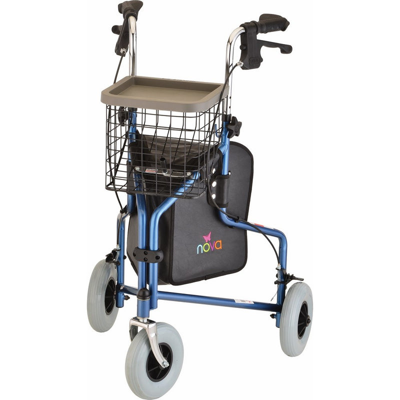 NOVA Traveler 3-Wheeled Rollator Walker, Blue