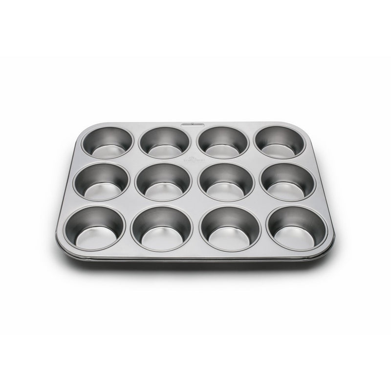 Fox Run 4868 Muffin Pan, 12 Cup, Stainless Steel