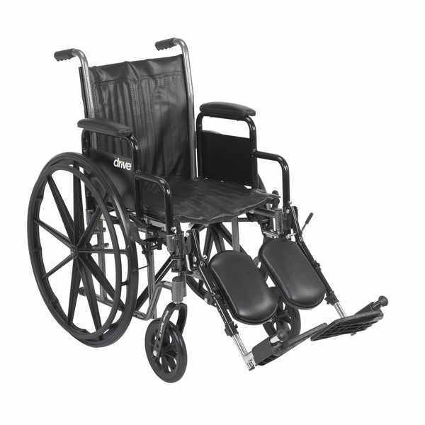 Drive Medical Silver Sport 2 Wheelchair with Various Arms Styles and Front Rigging Options, Black, 16"