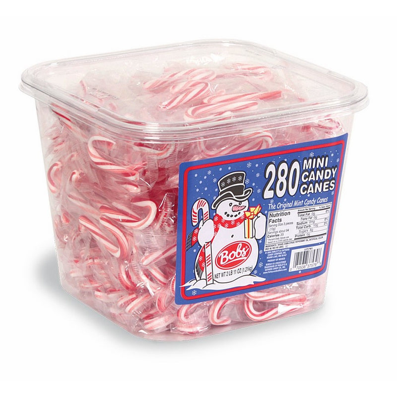 Bobs Red & White Mini Peppermint Candy Canes, 280 Count Tub, 43 oz