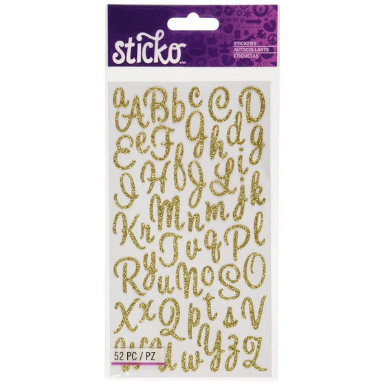 Sticko Sweetheart Gold Script Alphabet Sticker