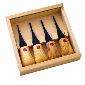 Flexcut Carving Tools, Mini Palm Gouges for Detailed Carving, Ash Hardwood Handles and Carbon Steel Blades, Set of 4 (FR604)