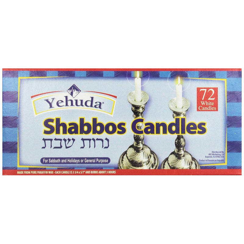 Yehuda 3 Hour White Sabbath Candles, 72 ct