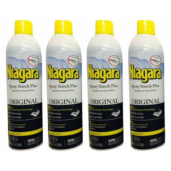 Niagara Spray Starch Crisp Finish, Sharp Look Without Excess Stiffness, 20 ounces (4 Pack)