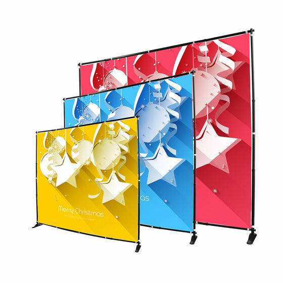 MaxTough 8'x 8' - 10' x 8' Backdrop Banner Stand Newest Step and Repeat For Trade Show Wall Exhibitor Photo booth background Adjustable Telescopic Height and Width by Eteyo