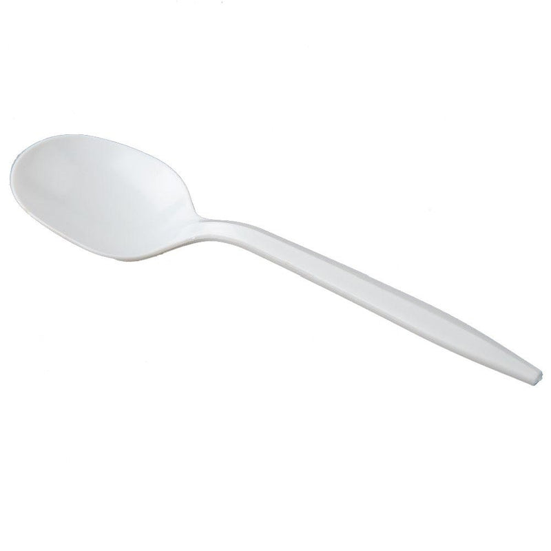 Crystalware SSPPWP1000 Disposable Medium Weight PP Plastic Soup Spoons, White (Pack of 1000)