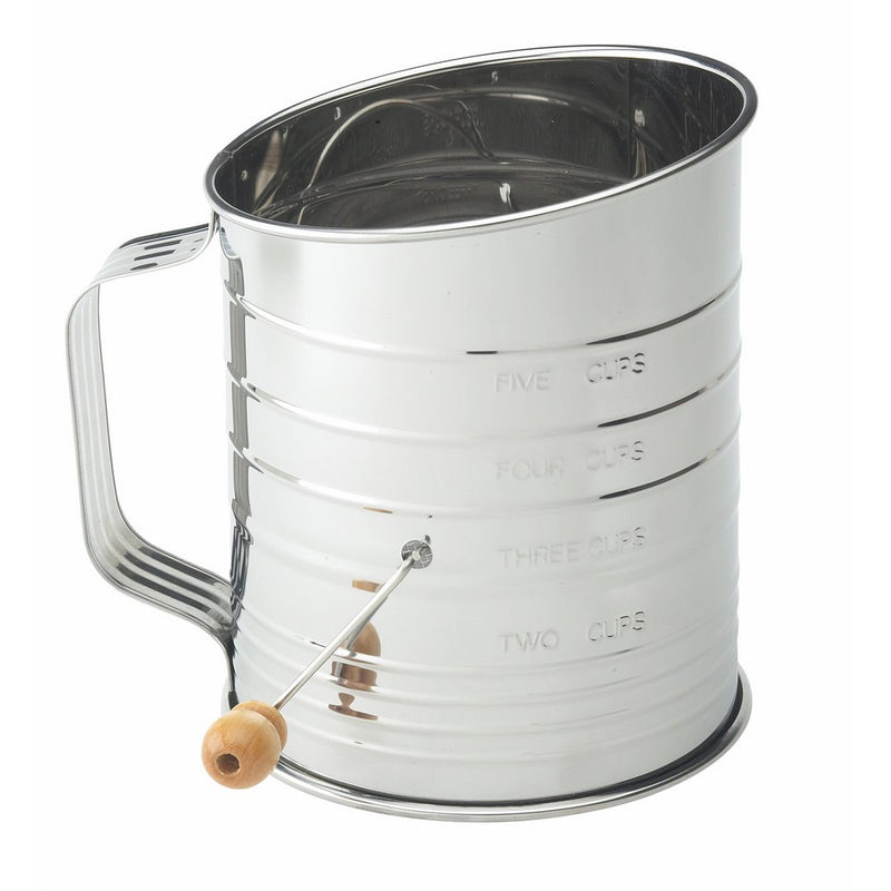 Mrs. Anderson's Baking Hand Crank Flour Icing Sugar Sifter, Stainless Steel, 5-Cup