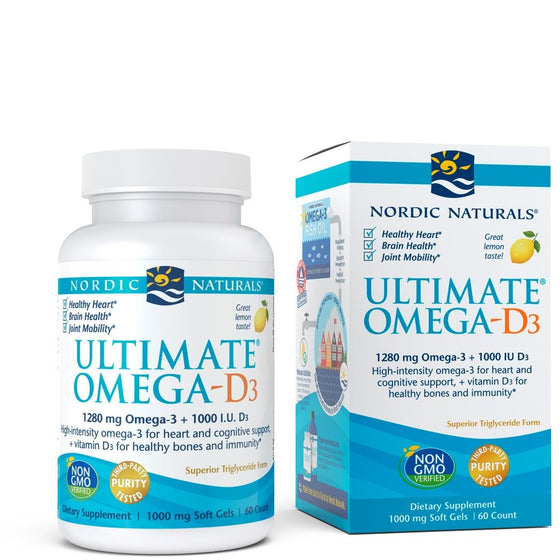 Nordic Naturals - Ultimate Omega-D3, Supports Healthy Bones and Immunity, 60 Soft Gels