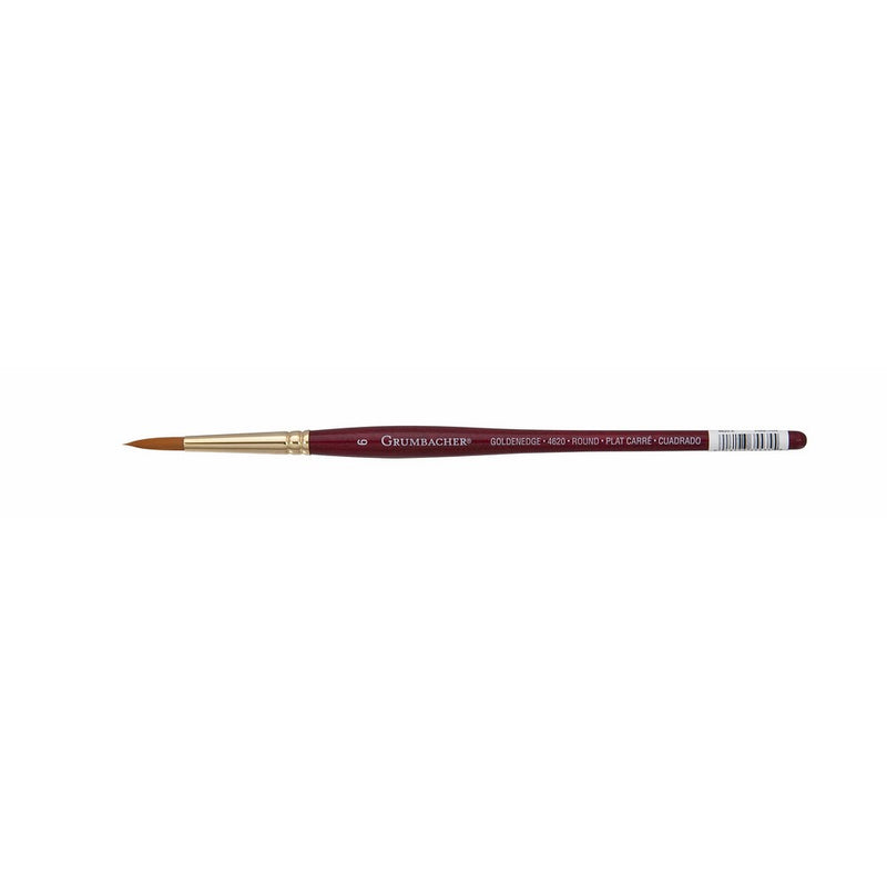 Grumbacher Goldenedge Golden Toray Round Watercolor Brush, Synthetic Bristles, Size 6 (4620.6)