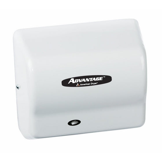 American Dryer AD90 Advantage ABS Standard Automatic Hand Dryer, 1/8 HP Motor, 100-240V, 5-5/8" Length x 10-1/8" Width x 9-3/8" Height, White