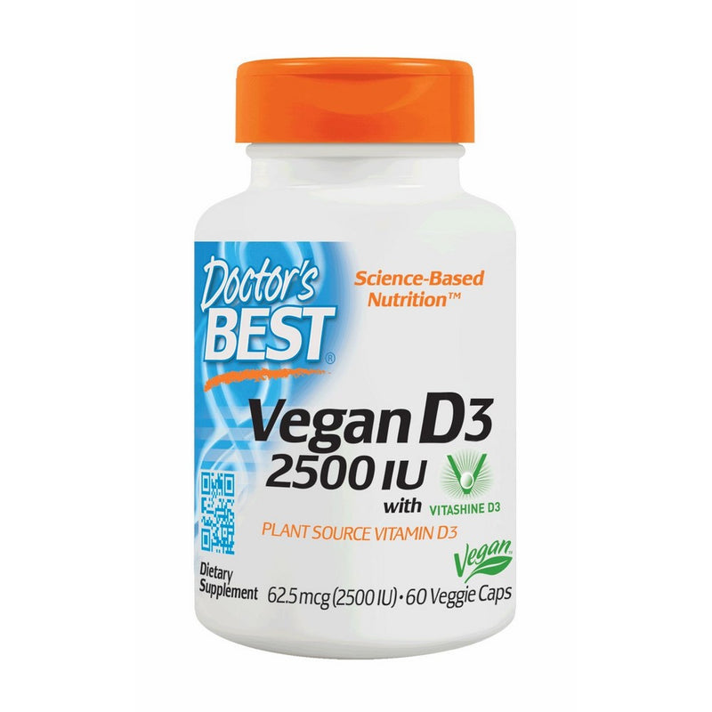 Doctor's Best Vitamin D3 2500IU with Vitashine D3, Non-GMO, Vegan, Gluten Free, Soy Free, Regulates Immune Function, Supports Healthy Bones, 60 Veggie Caps