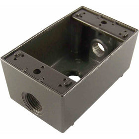 Made in USA Weatherproof Electrical Outlet Box (3) 1/2" Holes - Bronze