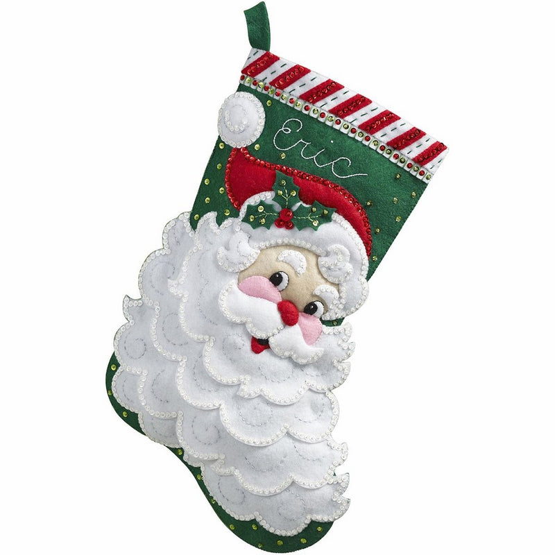 Bucilla Jolly Saint Nick Stocking Felt Applique Kit, 18" Long