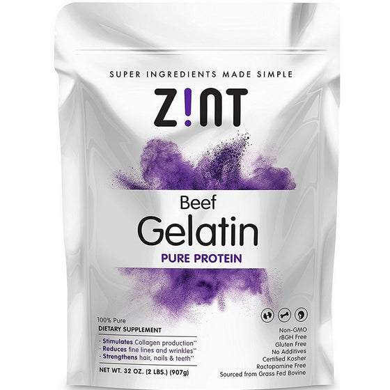 Unflavored Gelatin Powder (32 oz): Anti Aging Collagen Supplements, Protein, Paleo Friendly, Grass Fed Beef, Non GMO - Baking & Thickening - Beauty, Skin, Hair & Nails