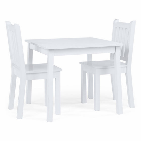 Tot Tutors Kids Wood Table and 2 Chairs Set, White (Daylight)