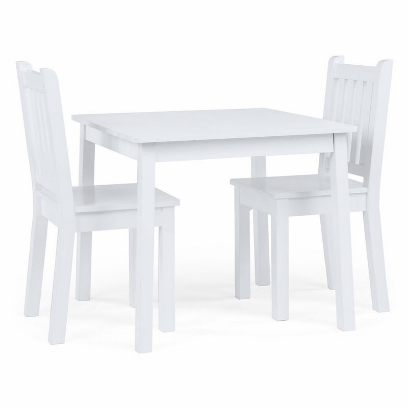 Tot Tutors Kids Wood Table and 2 Chairs Set, White (Daylight)