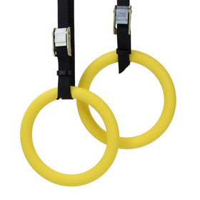 Polycarbonate Gymnastics Rings with Textured Grip and Adjustable Buckle Straps by Crown Sporting Goods
