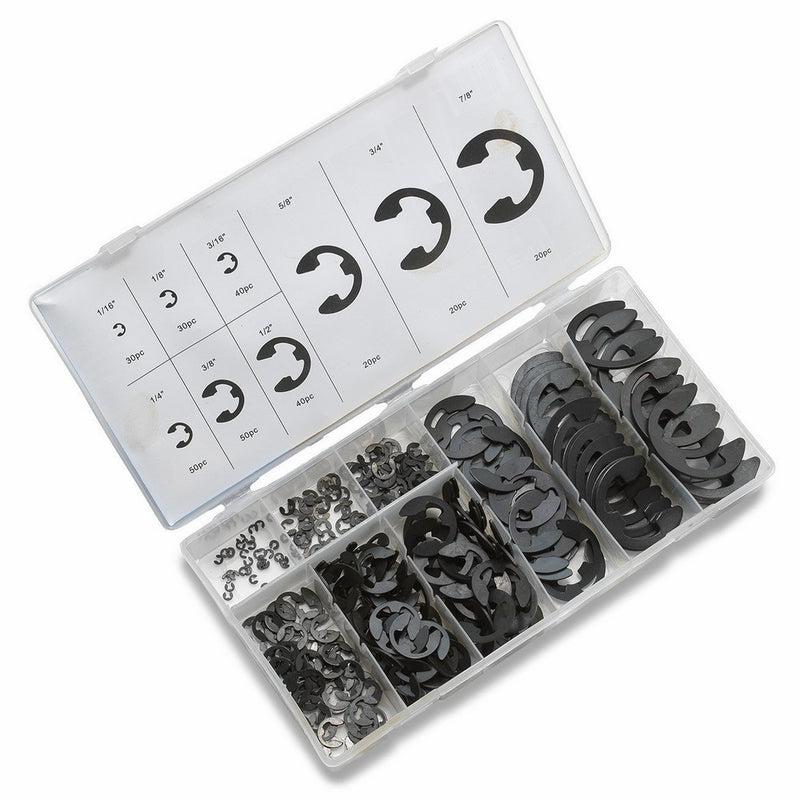 Neiko 50455A E-Clip Shop Assortment, 300 Count | 9 Sizes (1/16"" - 7/8"")
