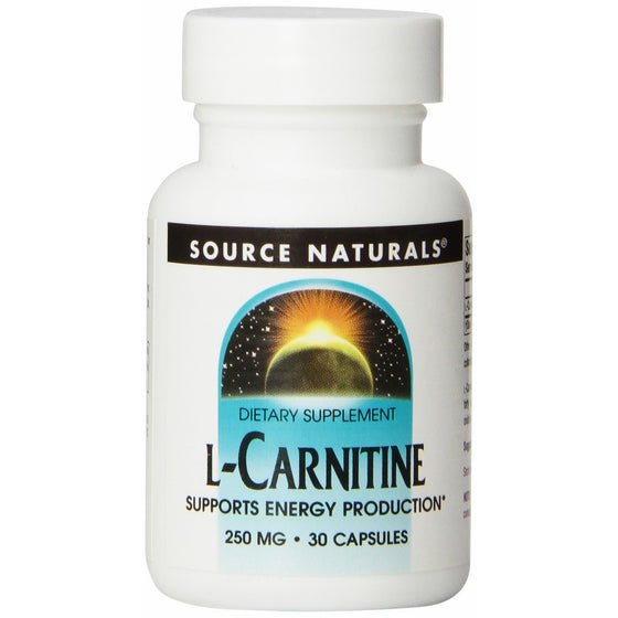 Source Naturals L-Carnitine 250 mg, Supports Energy Production, 30 Capsules