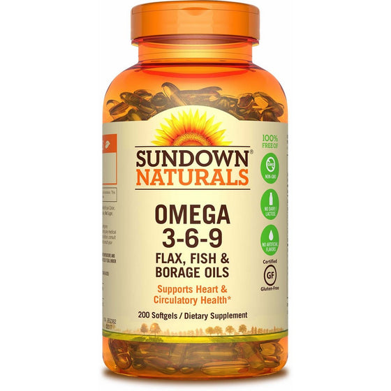 Sundown Naturals Triple Omega 3-6-9, 200 Softgels