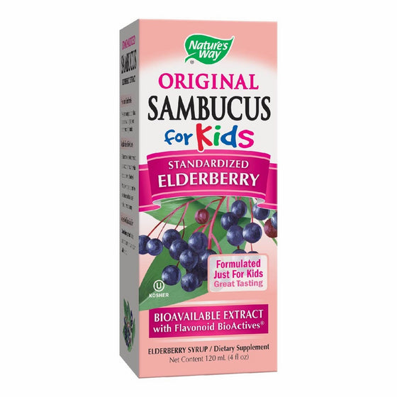 Nature's Way Sambucus Elderberry Syrup for Kids, Herbal Supplements, Gluten Free, Vegetarian, 4 Ounce