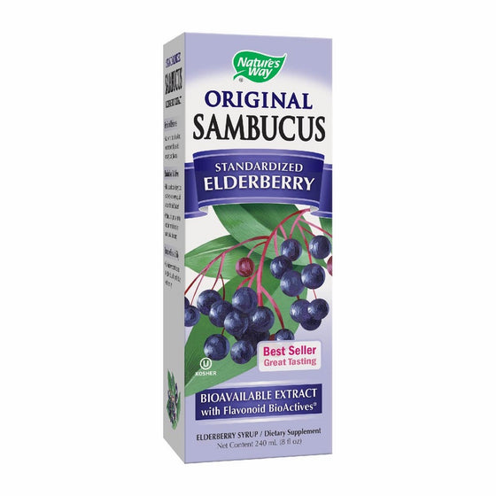 Nature's Way Original Sambucus Elderberry Syrup, Herbal Supplements, Gluten Free, Vegetarian, 8 Ounce