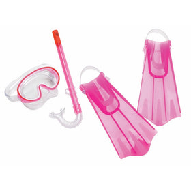 Speedo Kid's Aqua Quest Mask/Snorkel/Fin Set, Pink Frost, Small/Medium