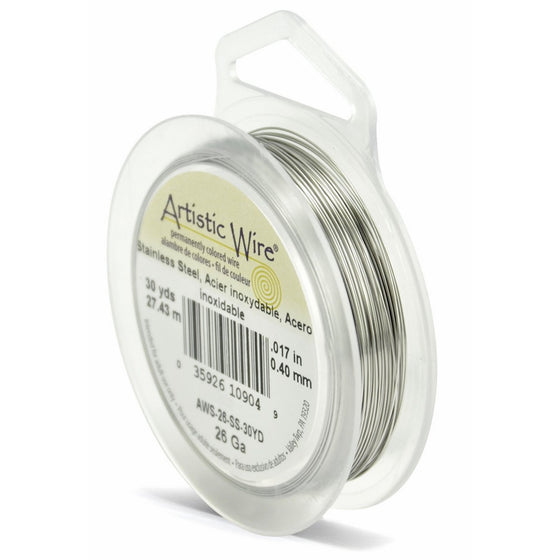 Beadalon AWS-26-SS-30YD 26 Gauge Artistic Wire, Stainless Steel, 30-Yard